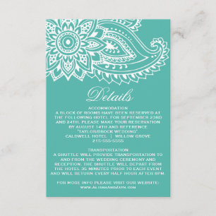 Tarjeta de inserción de detalles del Boda paisley 