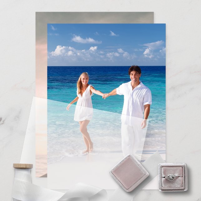 Tarjeta de inserción de dos fotos personalizadas p (Custom Two Photo Enclosure Card for Vellum Wedding Invitations)