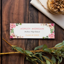 Tarjeta de inserción de graduación romántica flora