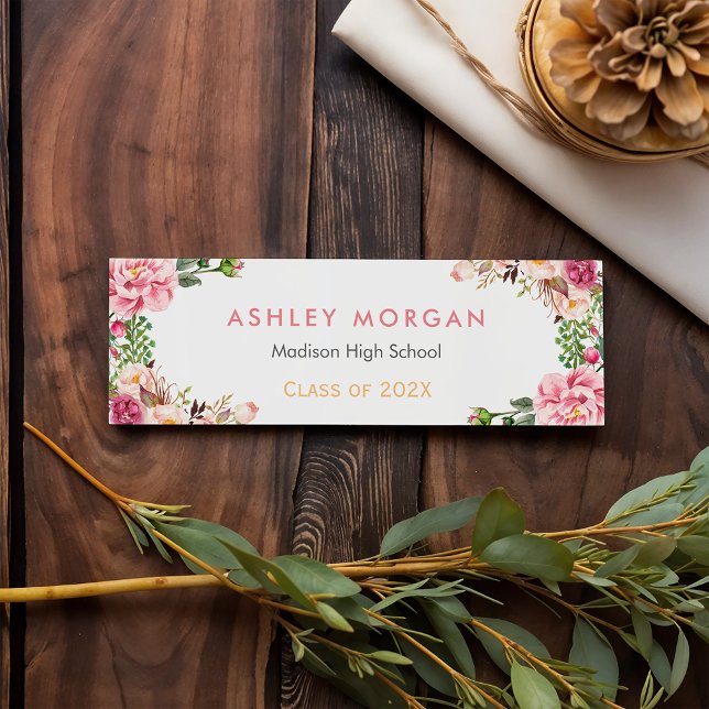 Tarjeta de inserción de graduación romántica flora (Subido por el creador)