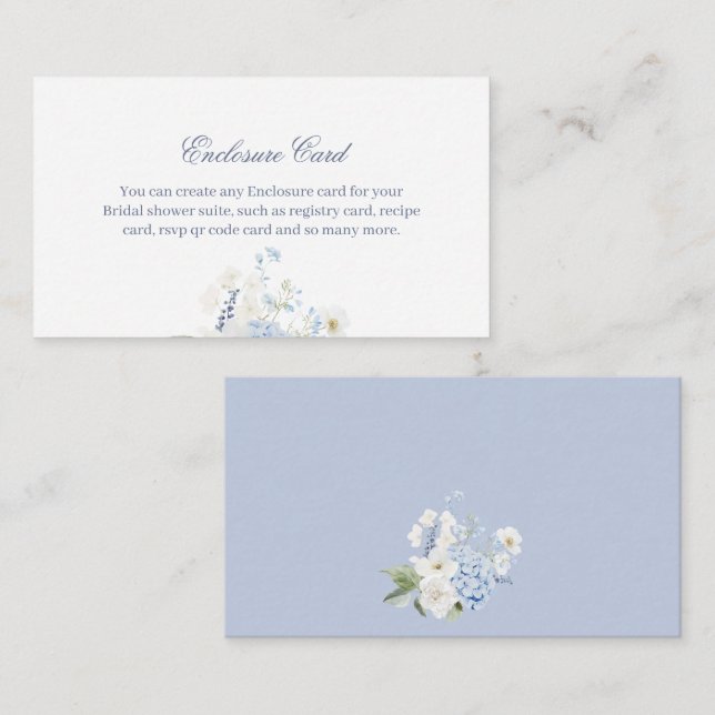 Tarjeta de inserción de hidrangea | Blue Floral Br (Anverso / Reverso)