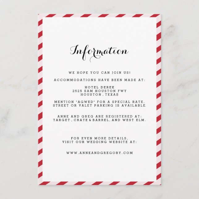 Tarjeta de inserción de información de Boda de ban (Anverso)
