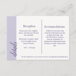 Tarjeta de inserción de invitación púrpura, Boda C