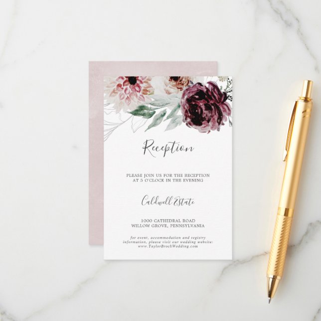 Tarjeta de inserción de la recepción de bodas con  (Anverso/Reverso In Situ)