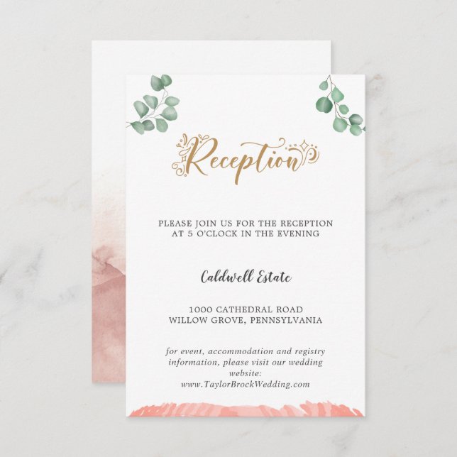 Tarjeta de inserción de la recepción de bodas de v (Anverso / Reverso)