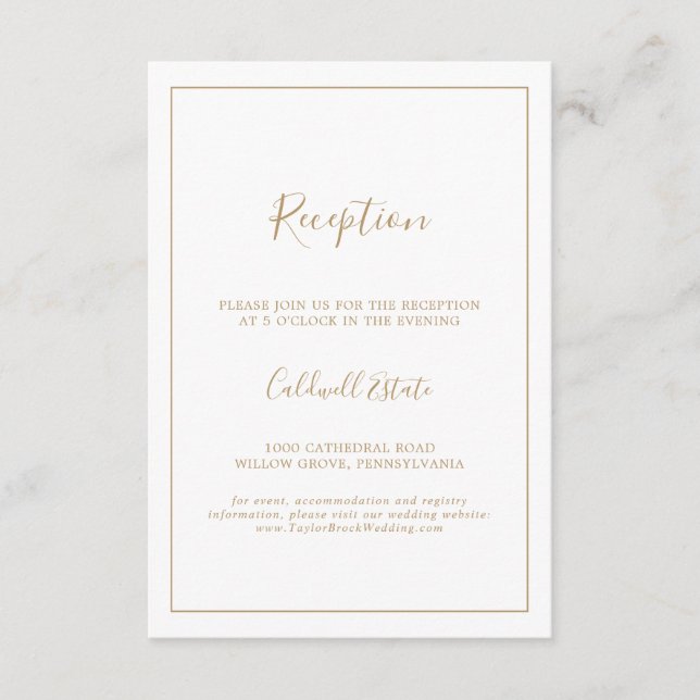 Tarjeta de inserción de la recepción de la boda de (Anverso)