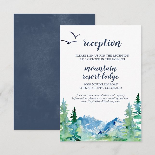 Tarjeta de inserción de la recepción de la boda de (Anverso / Reverso)