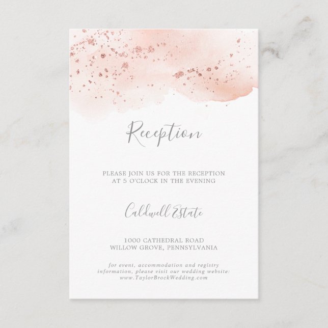 Tarjeta de inserción de la recepción Rosa Gold Wat (Anverso)