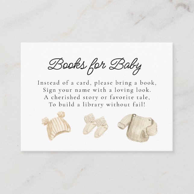 Tarjeta de inserción de libro de ropa para bebé de (Anverso)