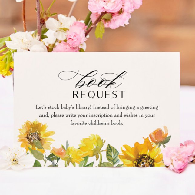 Tarjeta de inserción de libro floral amarillo gira (Subido por el creador)