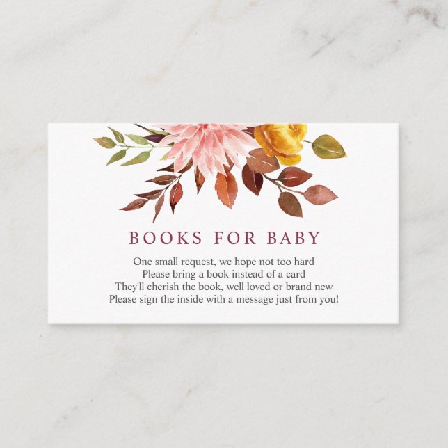 Tarjeta de inserción de libros de otoño para bebé (Anverso)