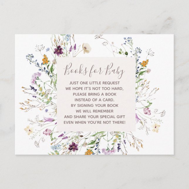 tarjeta de inserción de libros para bebé Wildflowe (Anverso)