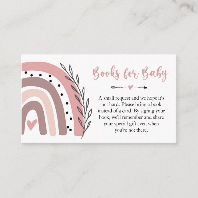 Tarjeta de inserción de libros rosas arcoiris para (Anverso)