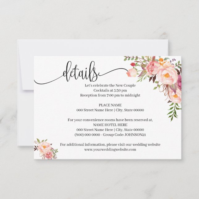Tarjeta de inserción de moda de boho romántico col (Anverso)