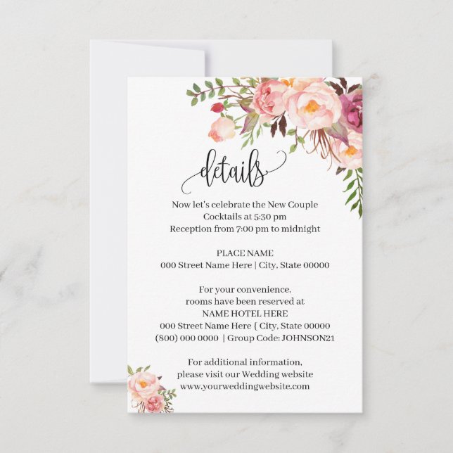 Tarjeta de inserción de moda de boho romántico col (Anverso)