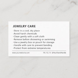 Tarjeta de inserción de paquete de cuidado de joya