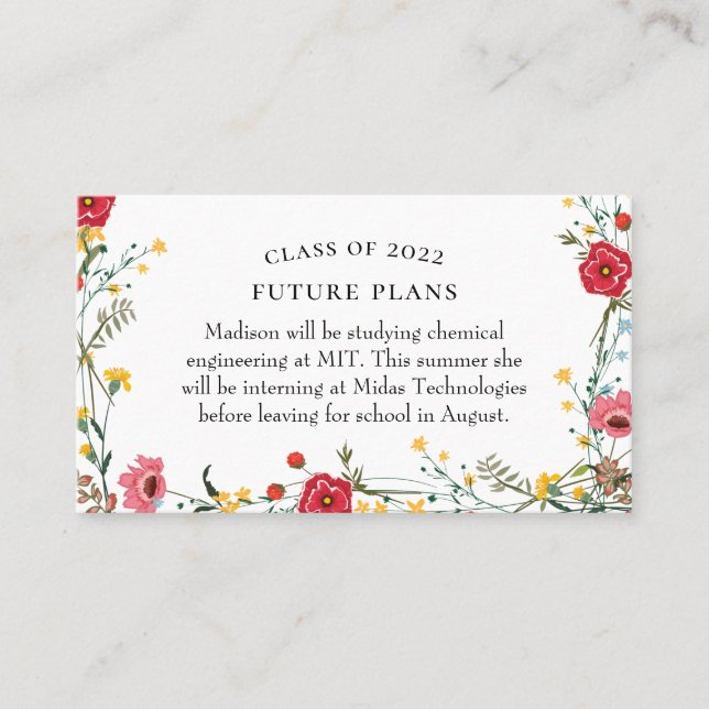 Tarjeta de inserción de planes futuros de graduaci (Anverso)