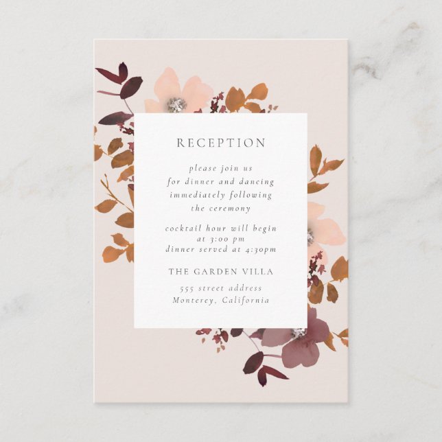 Tarjeta de inserción de recepción de amor de jardí (Anverso)