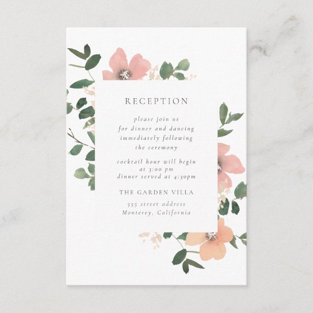 Tarjeta de inserción de recepción de amor de jardí (Anverso)