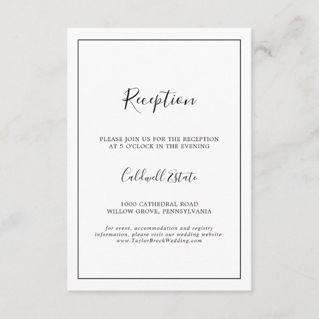 Tarjeta de inserción de recepción de boda minimali (Anverso)