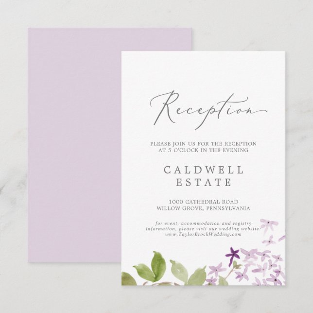 Tarjeta de inserción de recepción de bodas líacas  (Anverso / Reverso)