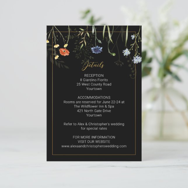 Tarjeta de inserción de recepción de flores silves (Anverso de pie)