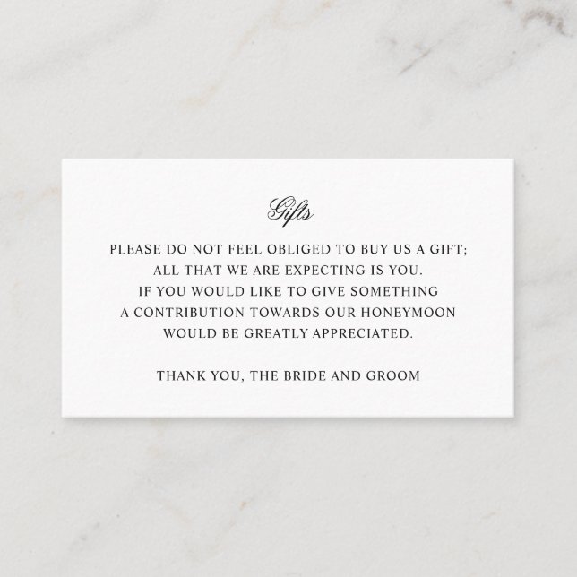 Tarjeta de inserción de regalo simple para Boda (Anverso)