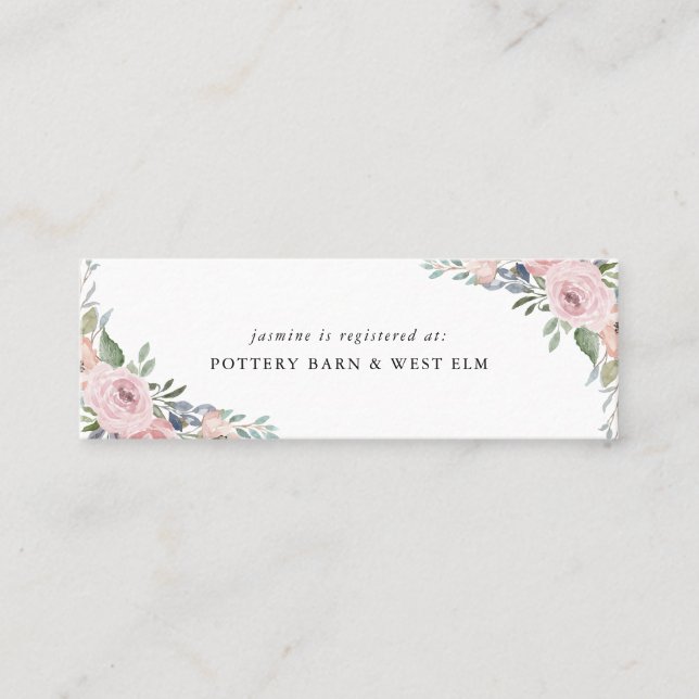 Tarjeta de inserción de registro de boda floral ro (Anverso)
