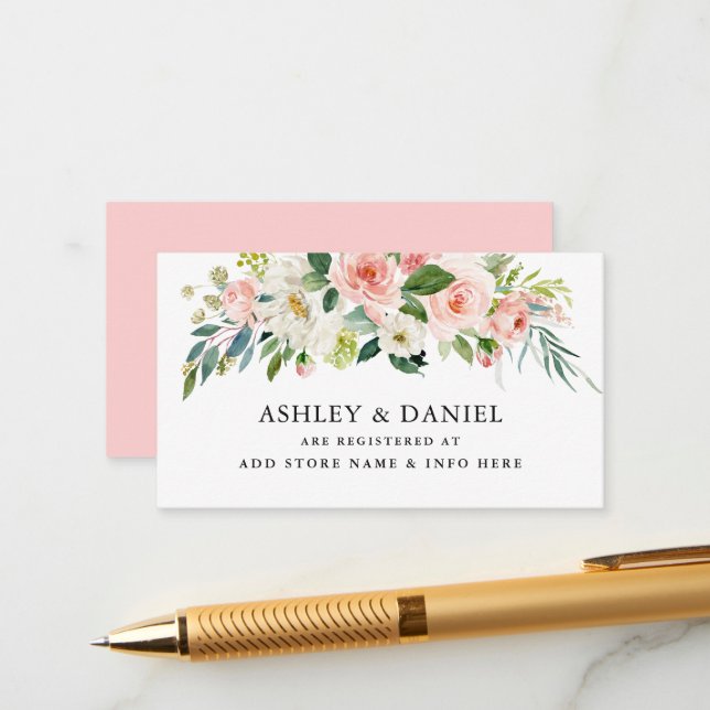 Tarjeta de inserción de registro de Boda Rubor ros (Anverso/Reverso In Situ)