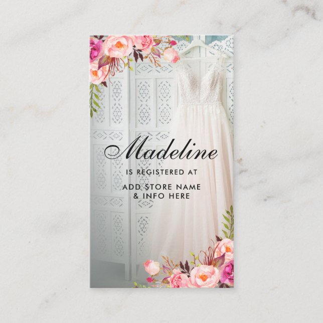 Tarjeta de inserción de registro floral rosa de du (Anverso)
