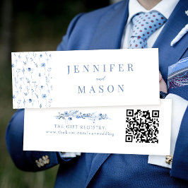 Tarjeta de inserción de registro QR boda floral az