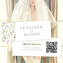 Tarjeta de inserción de registro QR de boda floral