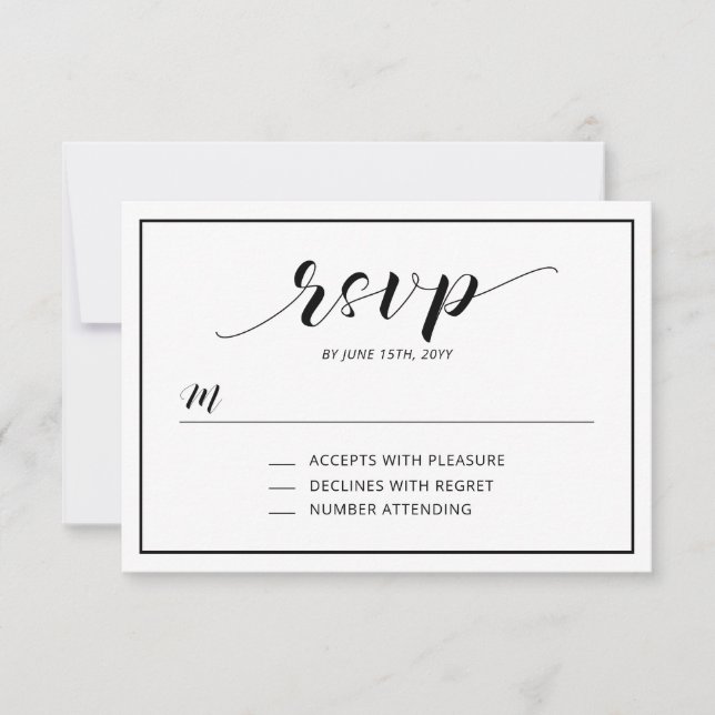Tarjeta de inserción de RSVP de tipografía moderna (Anverso)