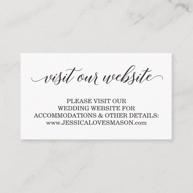 Tarjeta de inserción de sitio web boda - Script cl (Anverso)