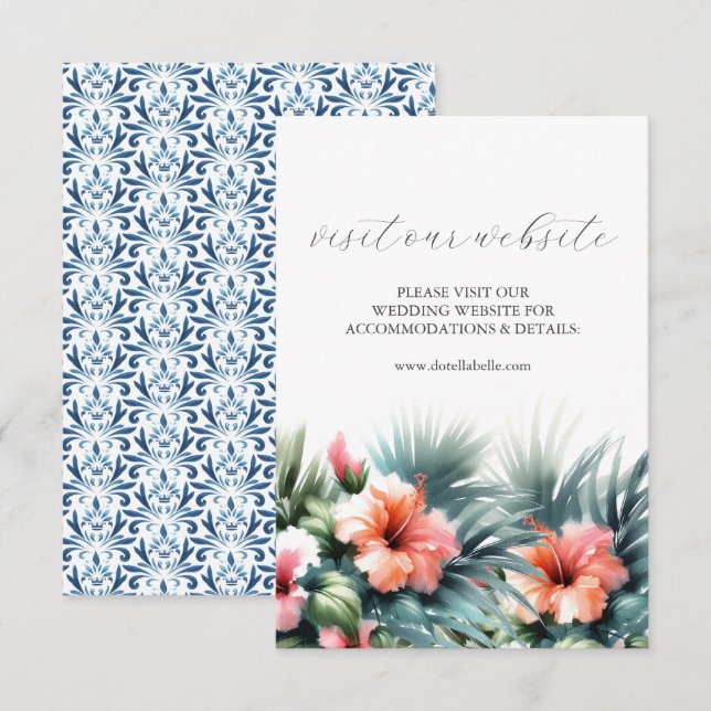 Tarjeta de inserción de sitio web de Boda azul y r (Anverso / Reverso)