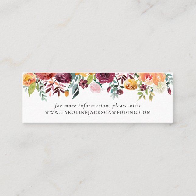 Tarjeta de inserción de sitio web de Boda de otoño (Anverso)