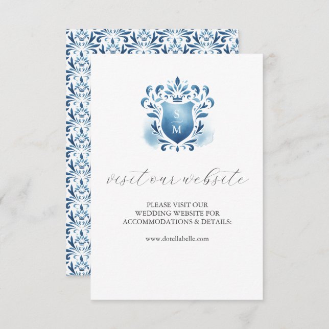 Tarjeta de inserción de sitio web de Boda monogram (Anverso / Reverso)