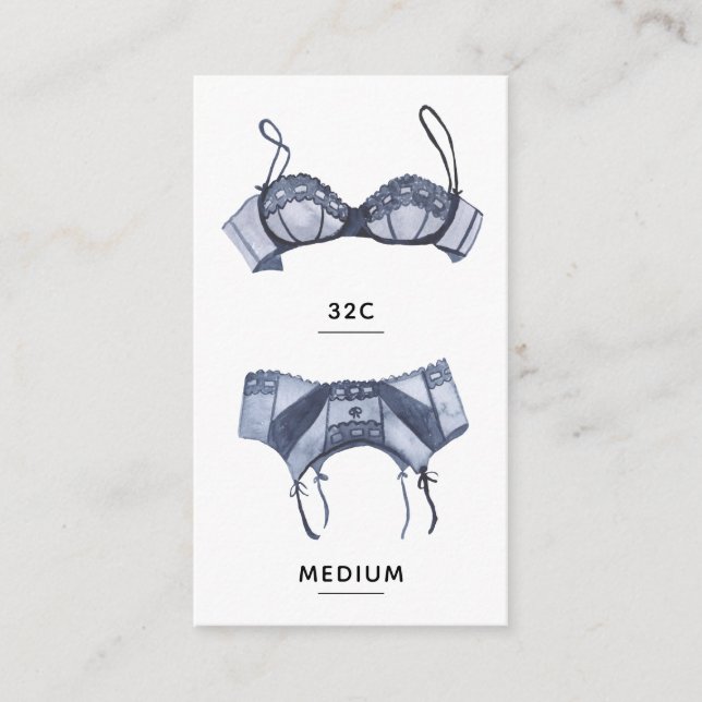 Tarjeta de inserción de tamaño de lencería de novi (Anverso)