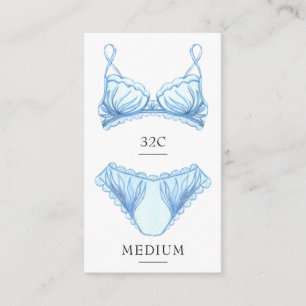 Tarjeta de inserción de tamaño de lingerie azul