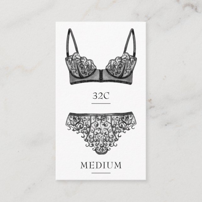 Tarjeta de inserción de tamaño de lingerie negra (Anverso)