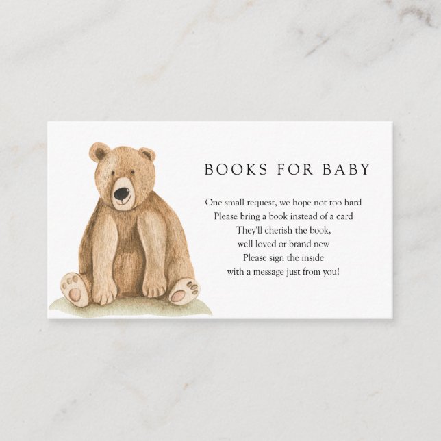 Tarjeta de inserción de Woodland Bear Books para e (Anverso)