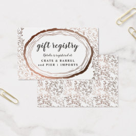 Tarjeta de inserción del registro de regalo de cob