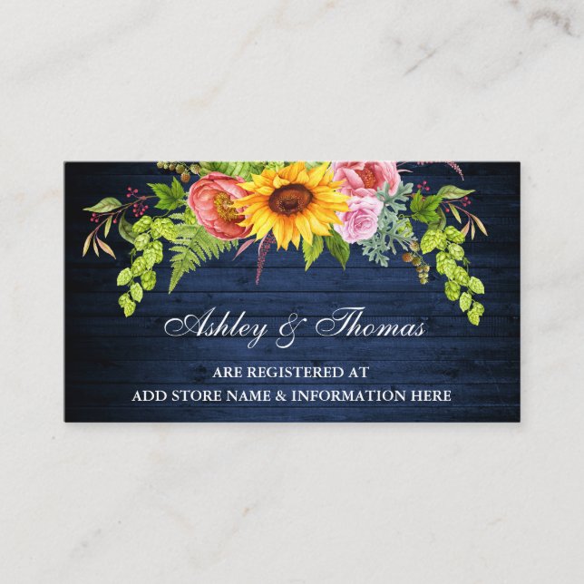 Tarjeta de inserción del registro del Boda azul fl (Anverso)