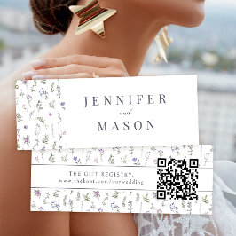 Tarjeta de inserción del registro QR del boda flor