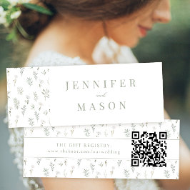 Tarjeta de inserción del registro QR del boda flor