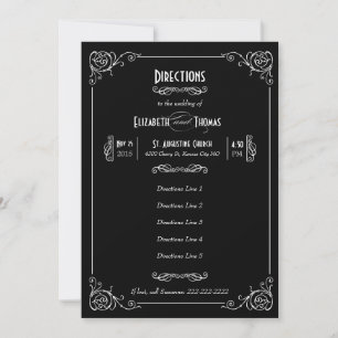 Tarjeta de inserción elegante Art Deco en blanco y