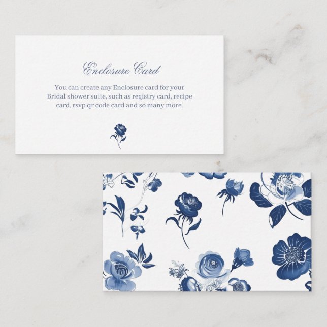 Tarjeta de inserción floral azul | Ducha Bridal El (Anverso / Reverso)