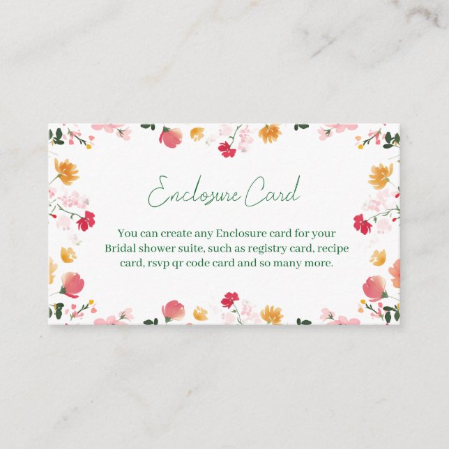 Tarjeta de inserción floral brillante | Ducha nupc (Anverso)