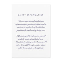 Tarjeta de inserción para la boda elegante y limpi