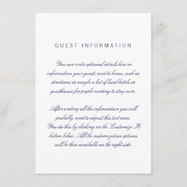 Tarjeta de inserción para la boda elegante y limpi